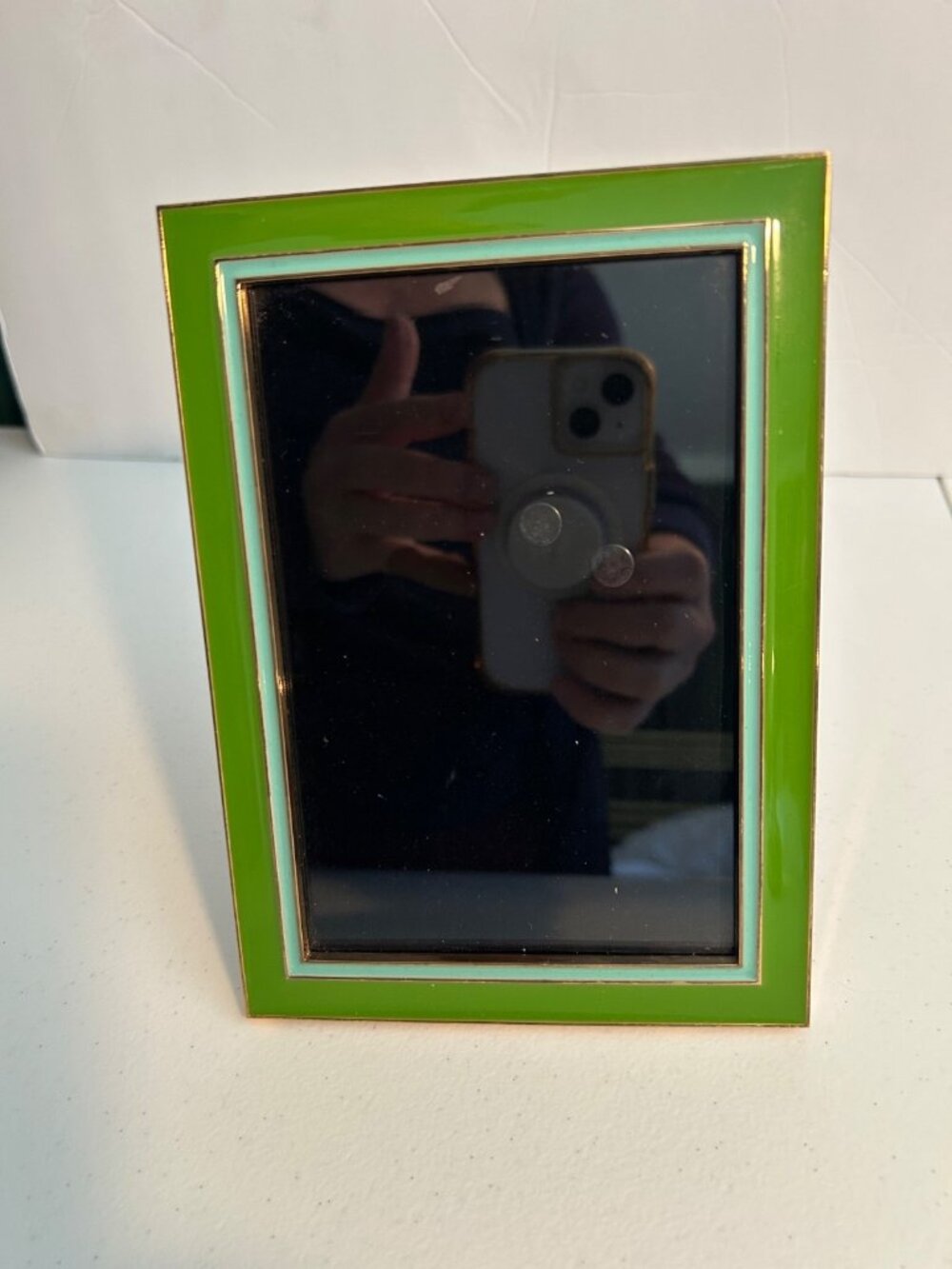 Kate Spade / Lenox Green Turquoise Gold Enamel Picture Frame Fits 4x6" photo